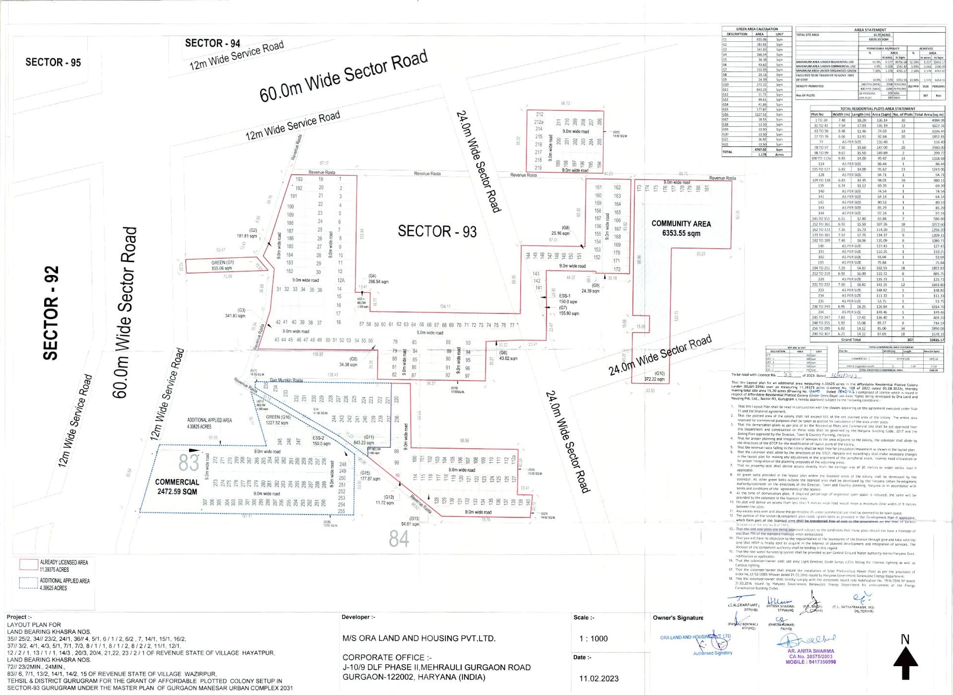Orris Anandam Ora Approved layout plan floor plan